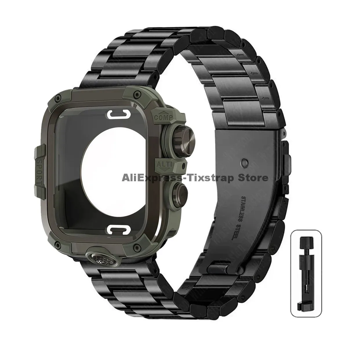 Premium Metal Strap and Protective Case