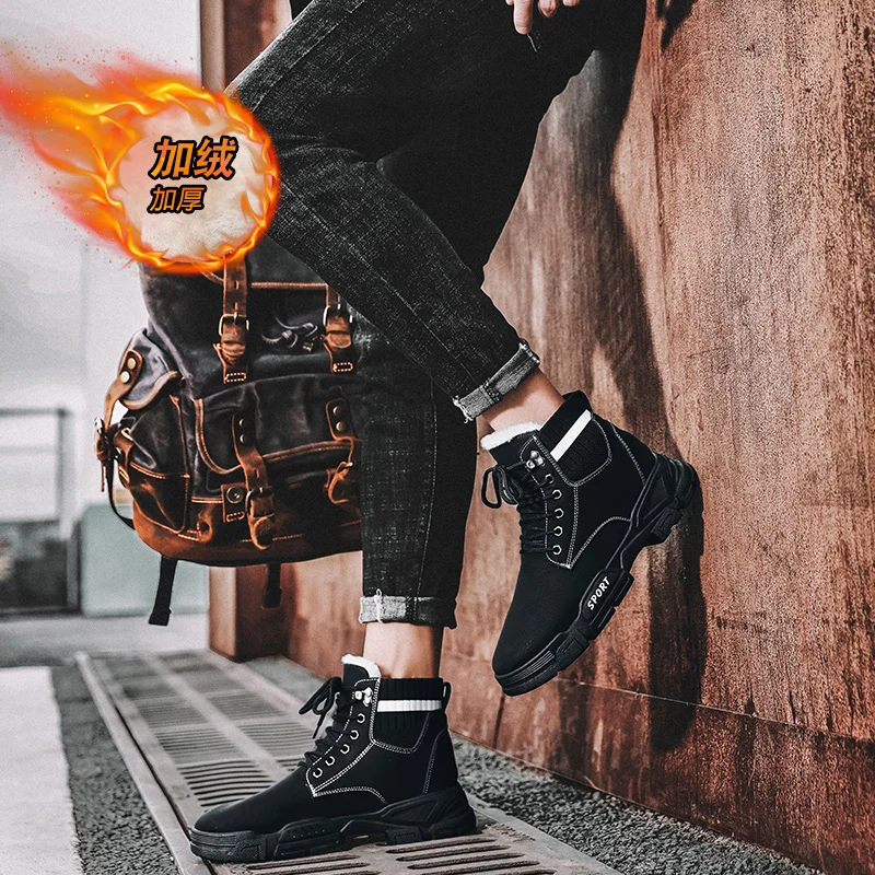 Men New winter Fashion Style Warm Casual Shoes Thick Sole