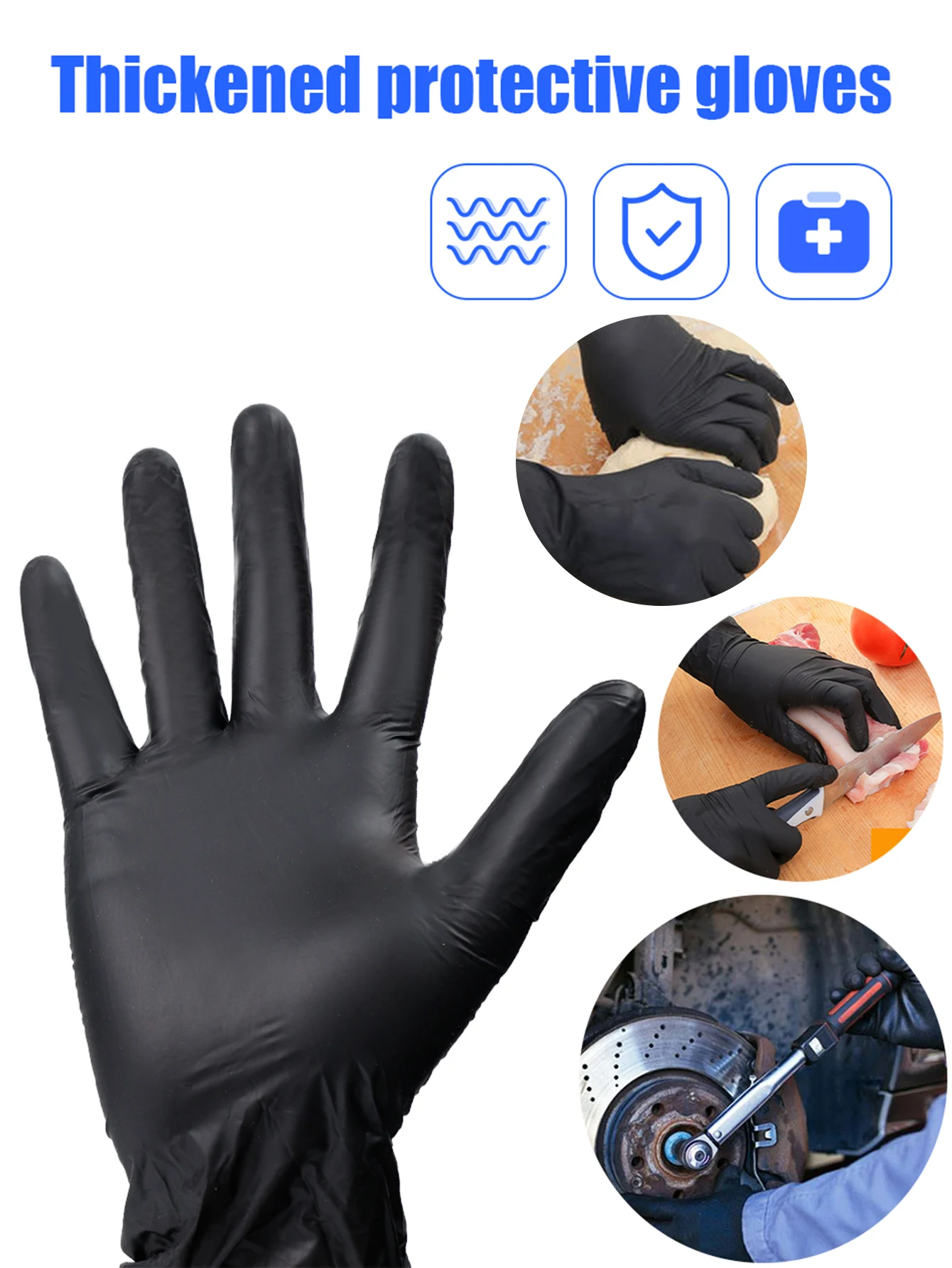 Disposable Black PVC Gloves Higher Elasticity Softer Anti-acid Alkali Glove for Food Processing Household Cleaning Beauty Salons disposable pvc gloves
