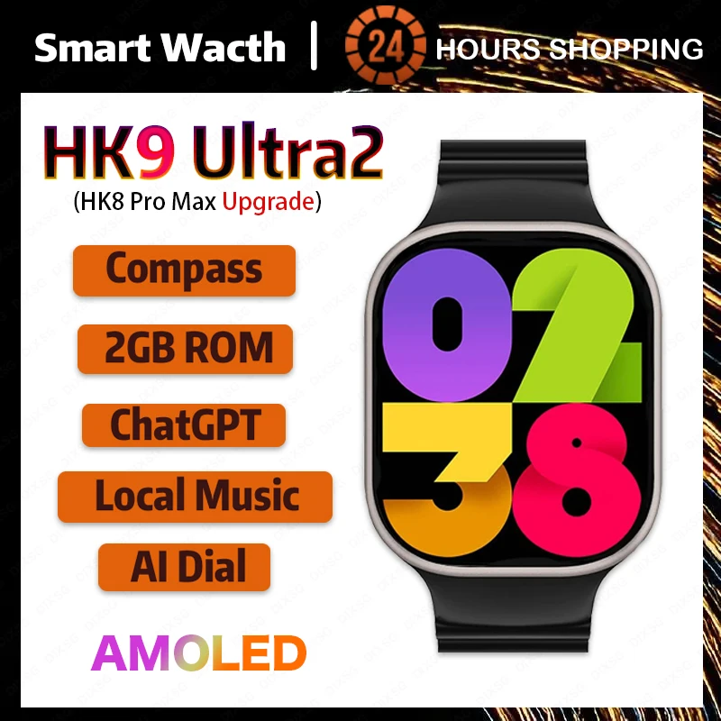 

2023 HK9 Ultra 2 AMOLED Smart Watch Men HK8 Upgraded ChatGPT Compass Bluetooth Call 2GB ROM Island Ai Watch Face Smartwatch