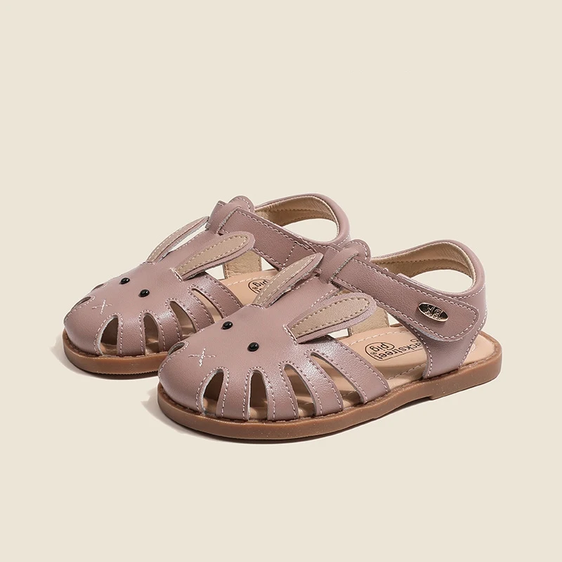 Cartoon Rabbit Girls Sandals Genuine Leather Baby Boys Beach Sandals Summer Soft Cowhide Children's Casual Shoes Little Kids