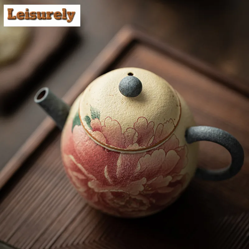 170ml Blue And White Flint Red Dragon Egg Peony Teapot Zen Tea Infuser Pot Tea Brewing Kettle With Ball Hole Tea Items Craft