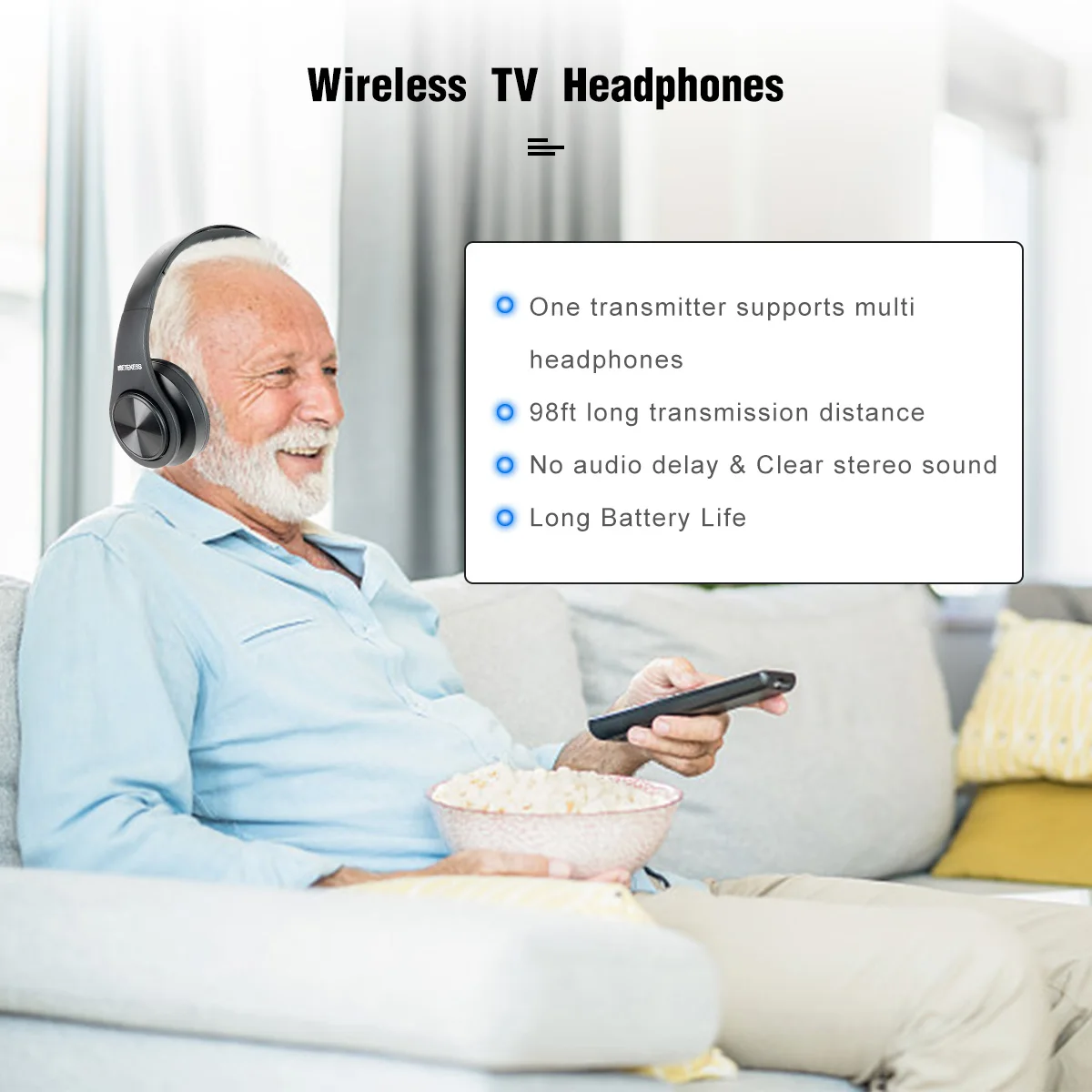 سماعة رأس لاسلكية من Retekess TA005 قابلة للطي تعم...