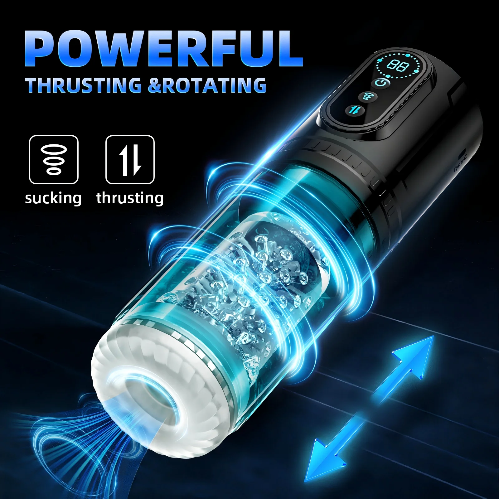 HeartCaptor Electric Thrusting Rotating Piston Stroker for Men Automatic Telescopic Masturbation Cup TPE ABS Material - Details 16