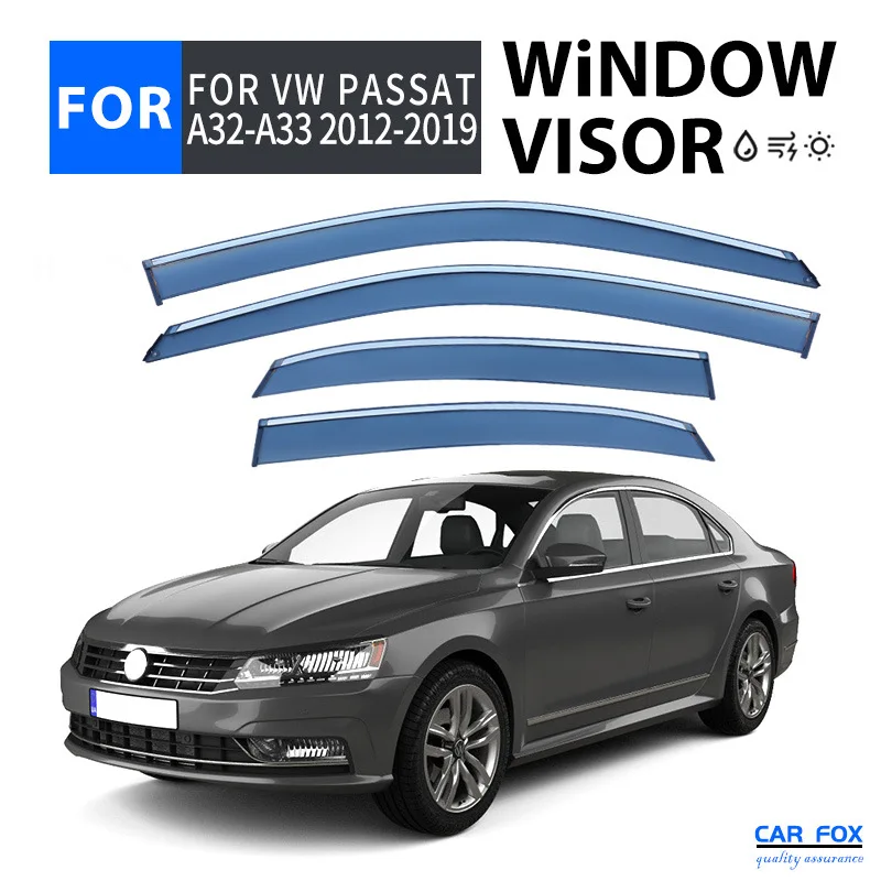 Deflettori D'aria Per VW Passat B6 2005-2014 - Set 4 Pezzi Fumé, Montaggio In Canale, Protezione UV E Antiruggine
