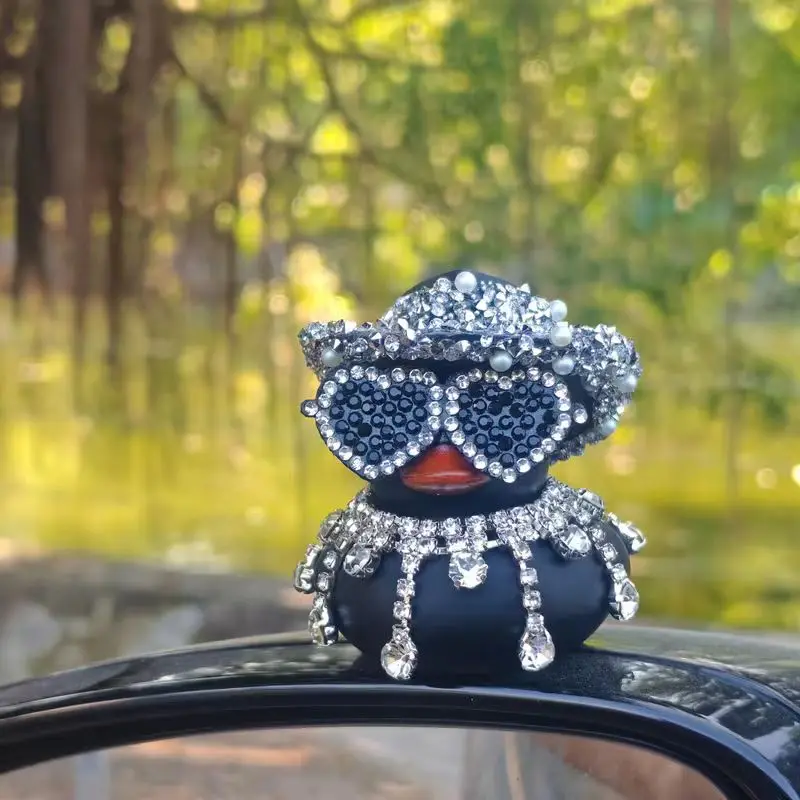 Luxuriöse Diamant-Gummi-Ente, Auto-Ornamente, lila, rosa, schwarz, Auto-Enten, lustige Büro-Geschenke, Armaturenbrett-Dekorationen für Jeep für BMW – Detail 7