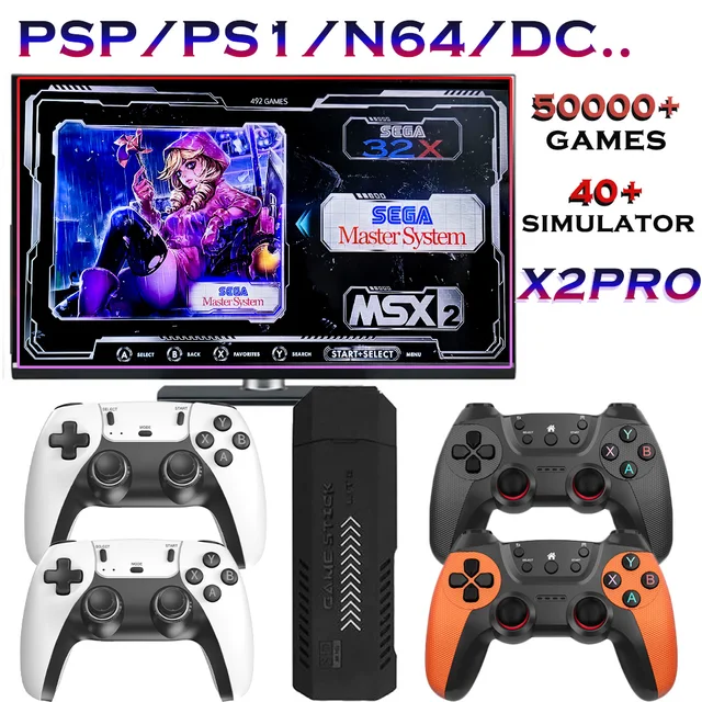 La console de jeux vidéo X2 Pro est livrée avec 50 000 jeux rétro et plus de 40 émulateurs, et est compatible avec PS1/N64/PSP. 1