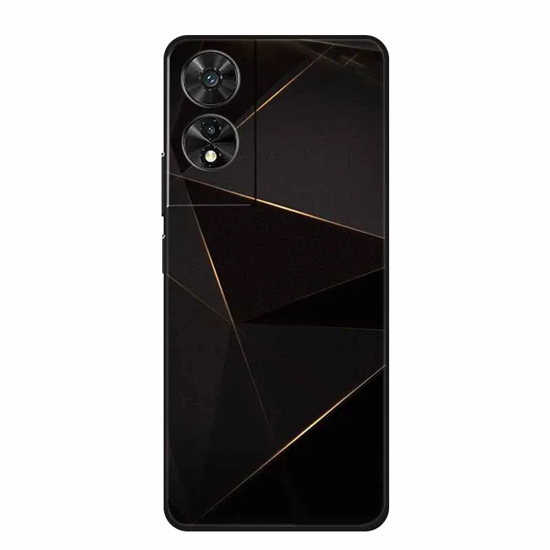 Black Geometric Silicone TPU Phone Case - Soft Back Cover Shield