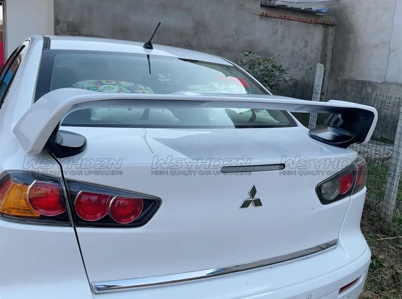 Für Mitsubishi LANCER EVO Schwarz Weiß Spoiler ABS Material Auto Schwanz Flügel  Dekoration Hinten Stamm Flügel 2008 09 10 11 12 13 14 2015