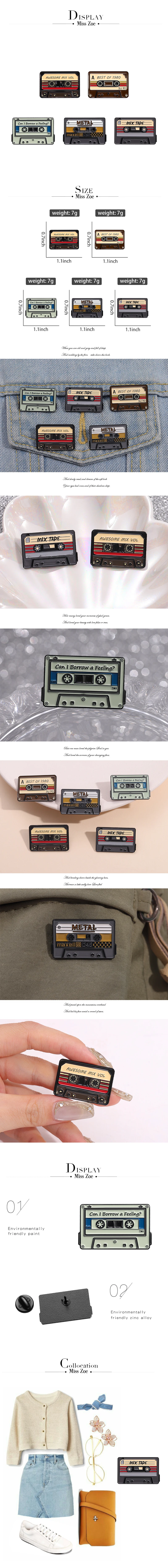 80er 90er Jahre Retro-Musik kassetten Emaille Pins benutzer definierte kann ich ein Gefühl ausleihen? Broschen Revers Abzeichen Punk Schmuck Geschenk für Freunde – Detail 1