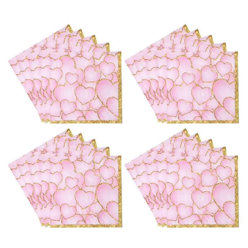 Heart Guest Napkins 20X Love Hearts Hand Towel Napkins Table Centerpieces Bachelorette Decorative Dinner Valentine's Day