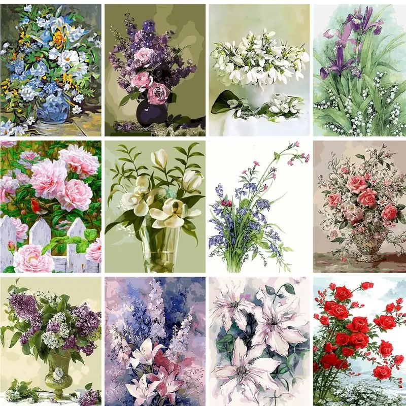 

GATYZTORY Diy Painting By Numbers Colorful Flowers Acrylic Paints Diy Set Home Decors For Adults Simple Style Gift Artwork On Ca