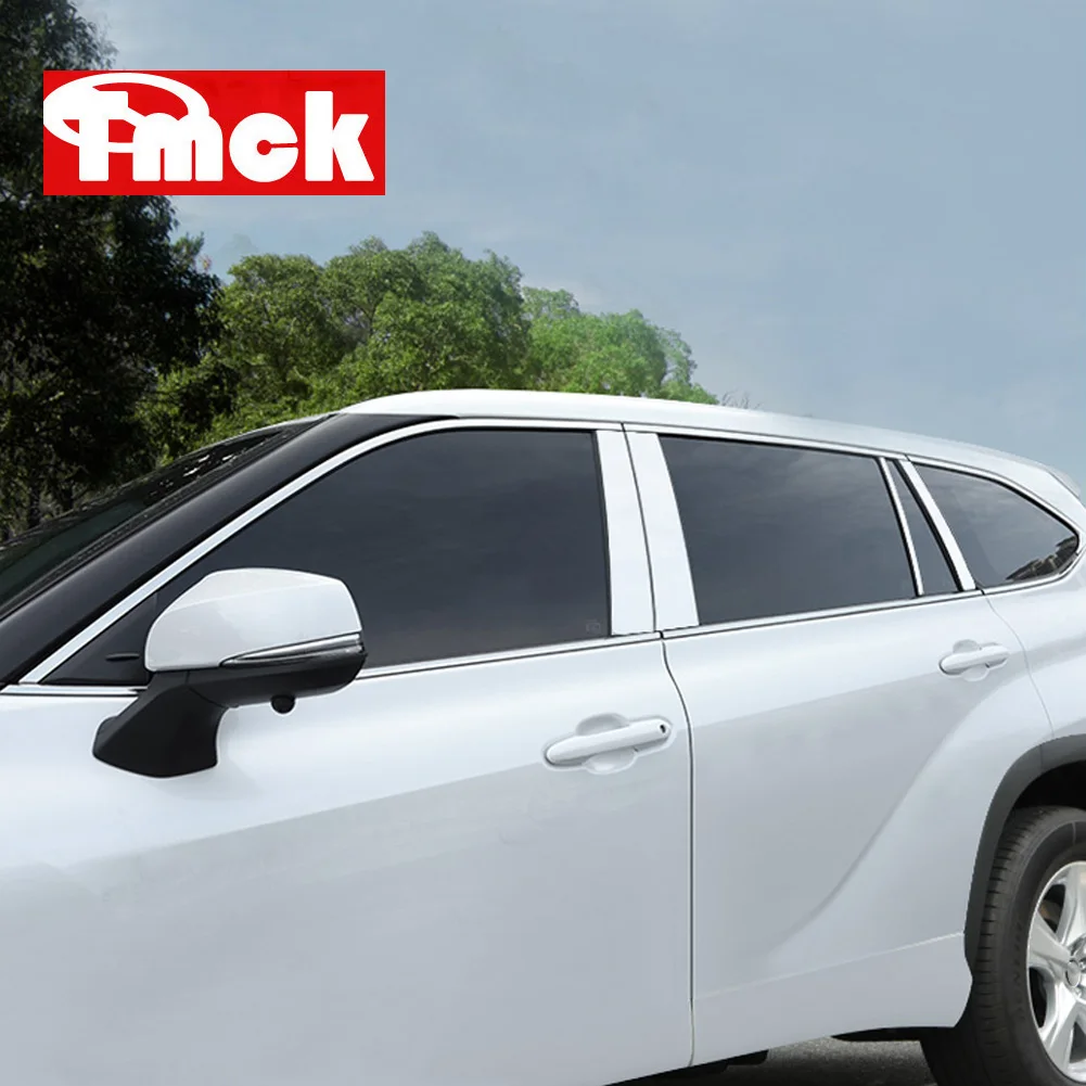 

For Toyota Highlander Kluger XU70 2021 2022 Stainless Steel Car Accessories Window Upper Middle Column Pillar Strip Trim Sticker