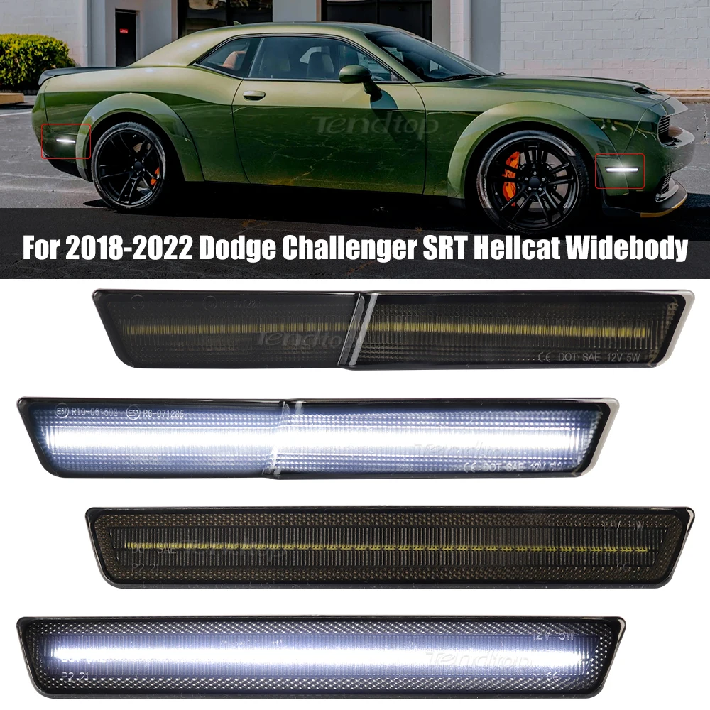

4x Smoked LED Front and Rear Side Marker Light For 2018- Dodge Challenger Scat Pack SRT Hellcat and SRT Hellcat Redeye Widebody
