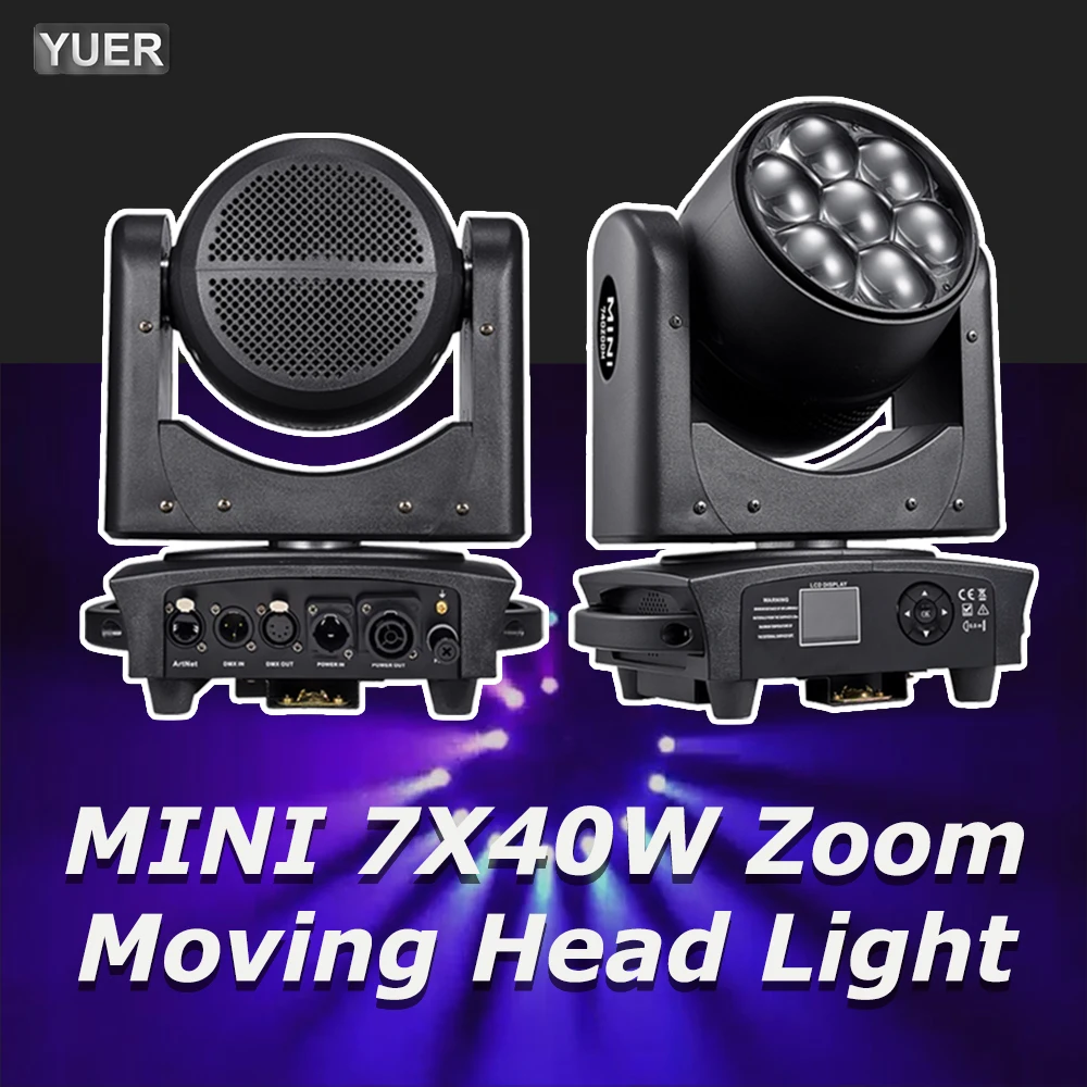 

YUER MINI 7x40w Zoom Wash Beam LED Moving Head Lights RGBW Stage Light DMX512 For Patry DJ Lights Disco Lights Concert Spotlight