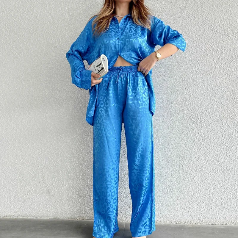 Casual Women's Suit Spring And Autumn Women's Two-piece Suit Long-sleeved Leopard Print Loose Women's Clothing