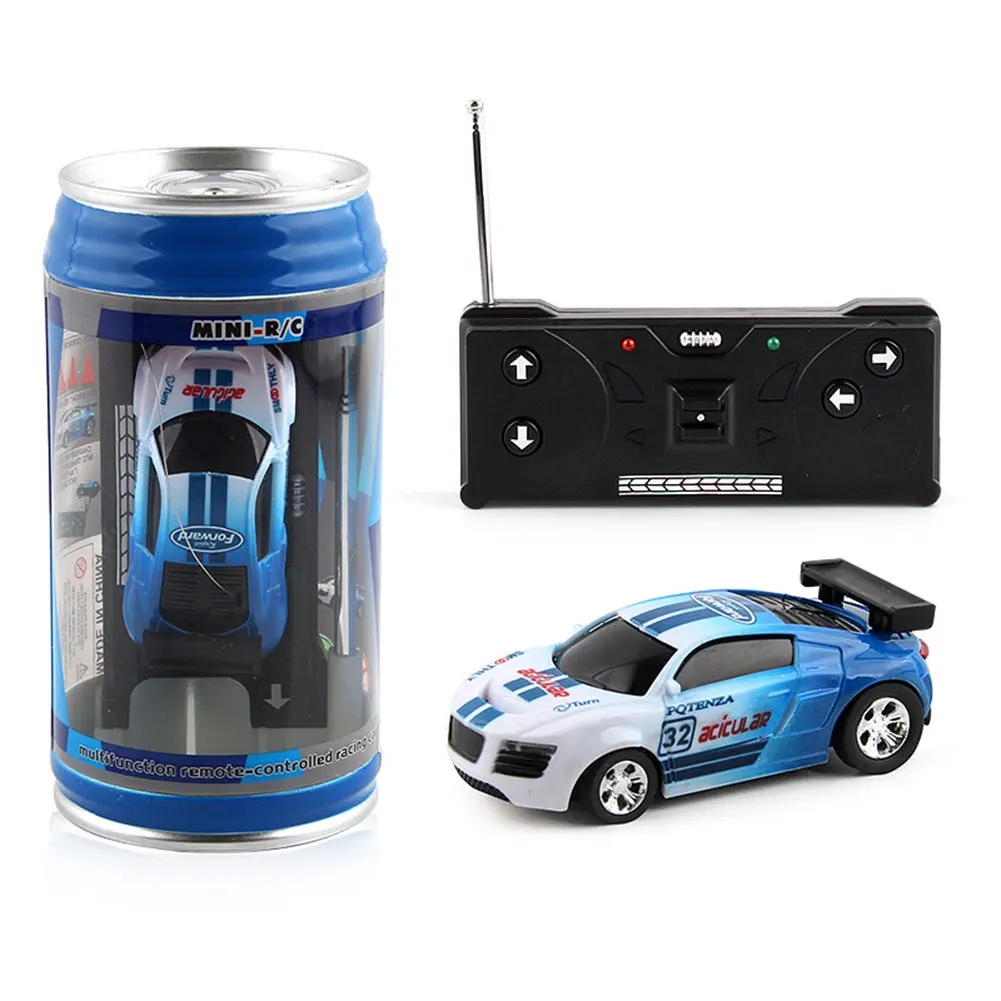 コカ・コーラ缶型リモコンレーシングカー、電池式ミニRCカー、LEDライト付き、障害物付きドリフトカー、子供/男の子向け