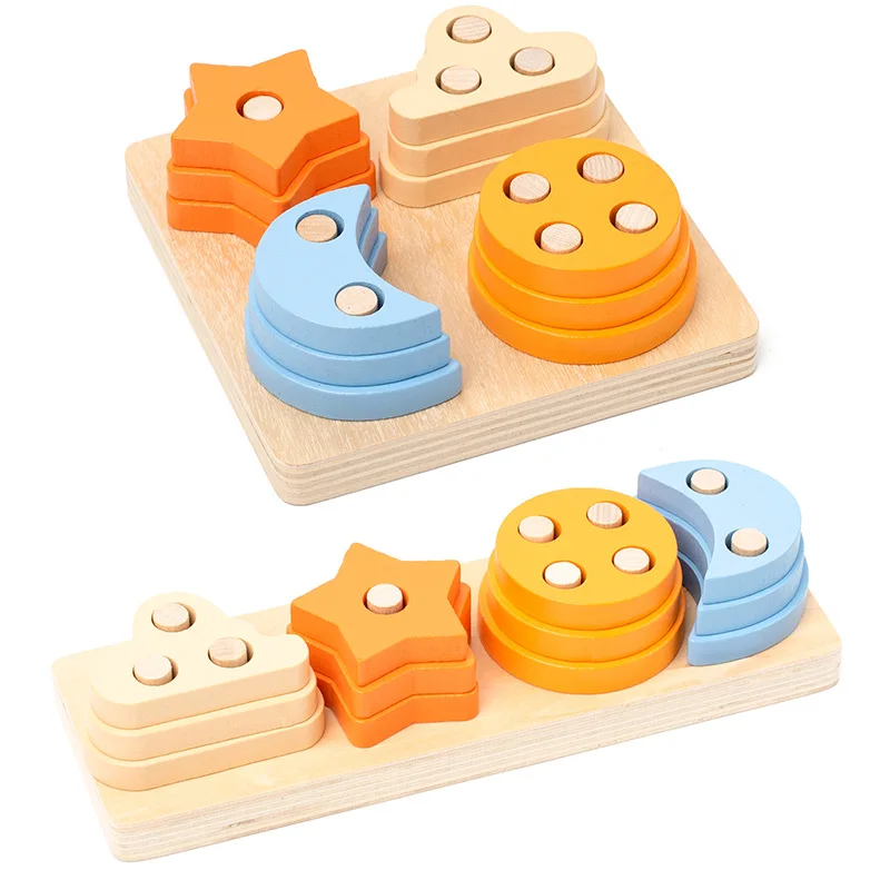 Montessori Wooden Educational Toys for Children 1 2Y Baby Shape Color ...