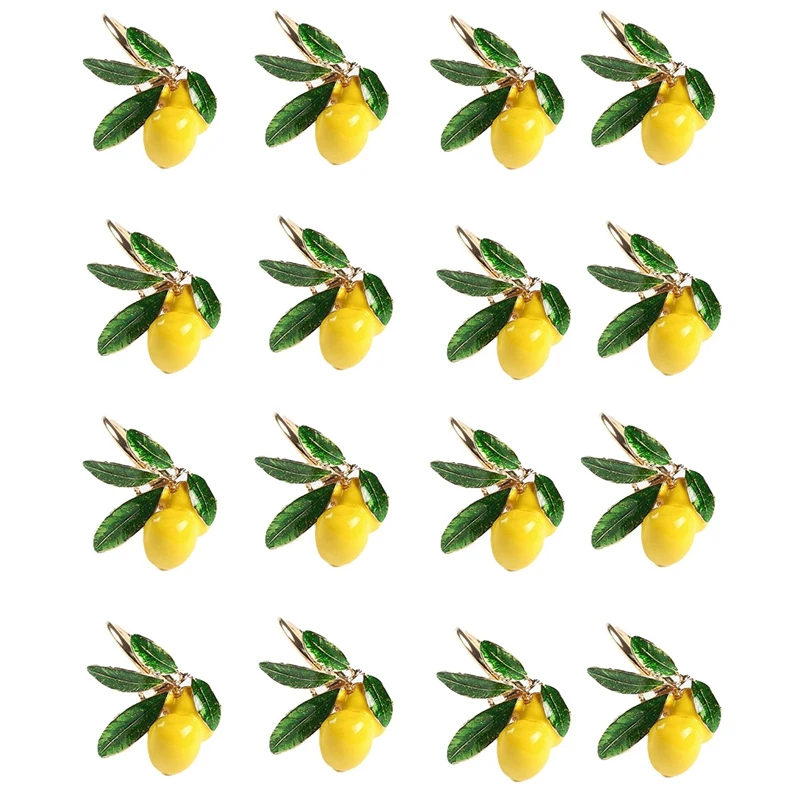 

Napkin Rings Set Of 16,Lemon Wedding Napkin Holder Gold Napkin Buckle For Table Decor Parties Holiday Family Gathering