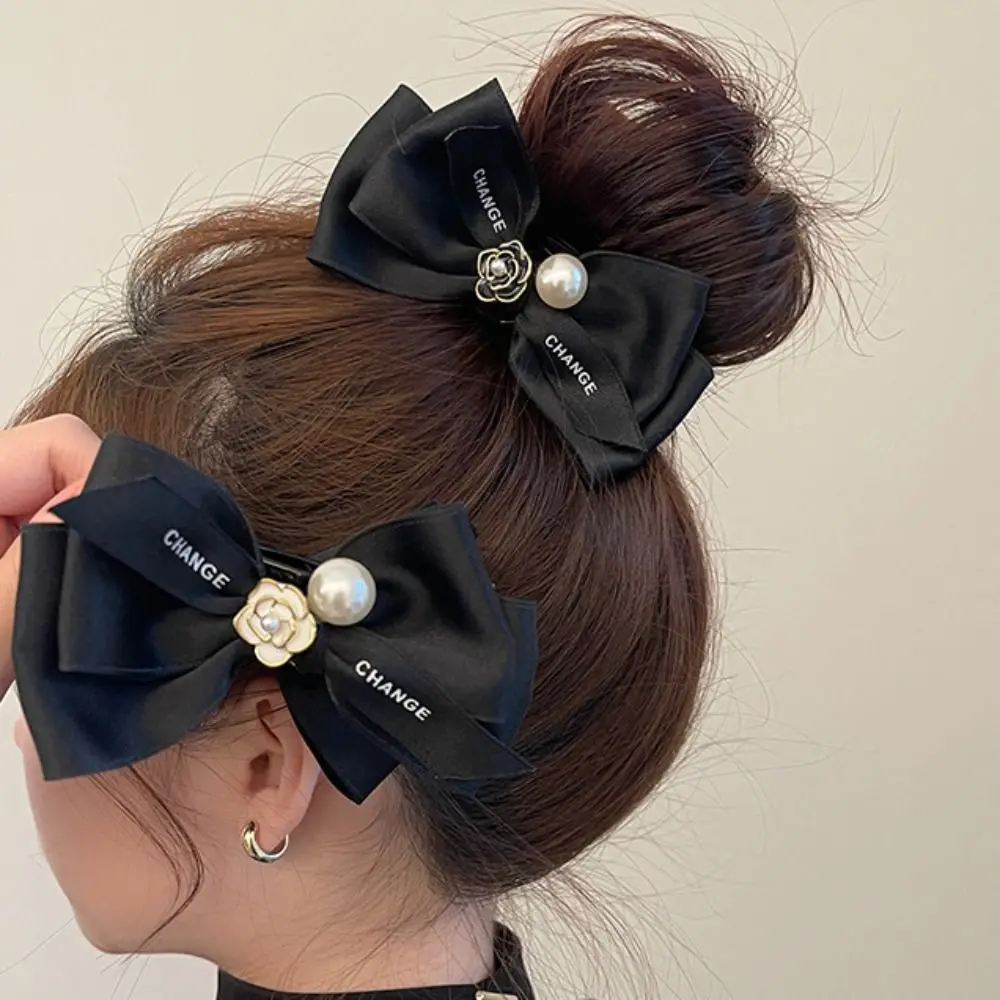 

Elegant Camellia Flower Pearl Bowknot Ball Head Hair Claw Clip Headwear Hair Clip Back Head Hair Clip Hair Accessories