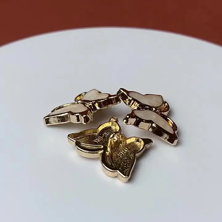 Craftisum Butterfly Wing Sewing Buttons 20 Pcs - 15mm Gold Metal Base Resin Buttons