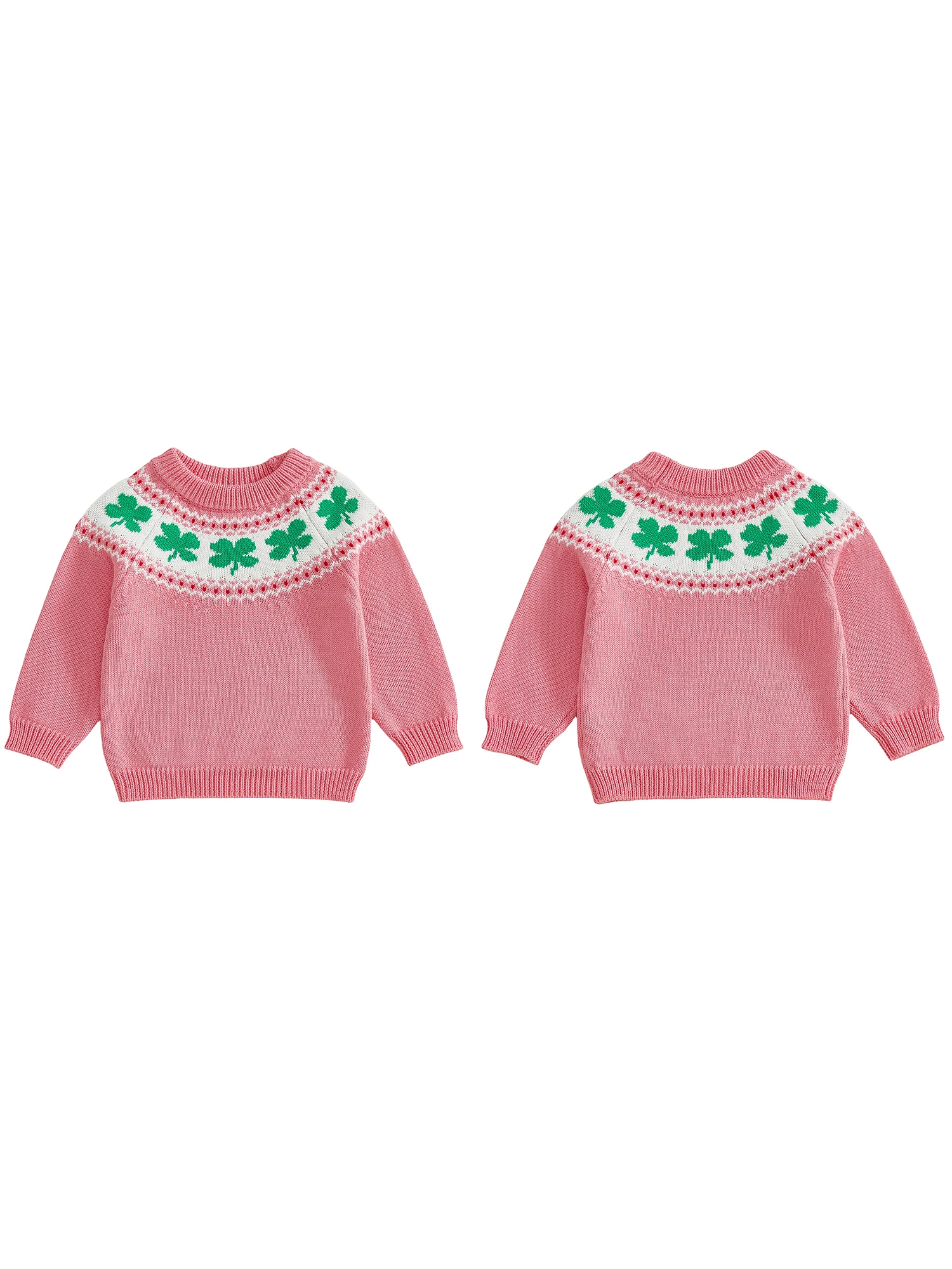 Infant Toddler Cable Knit Sweater with Adorable Shamrock Embroidery Stylish Crew Neck and Long Sleeves for a Fashionable Look