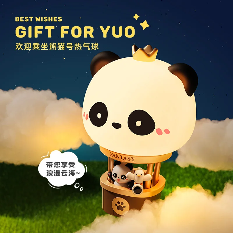 Cute Panda Silicone Patting Lamp Rechargeable Timing LED Night Light For Bedroom Bedside Room Decoration Kids Birthday Gift