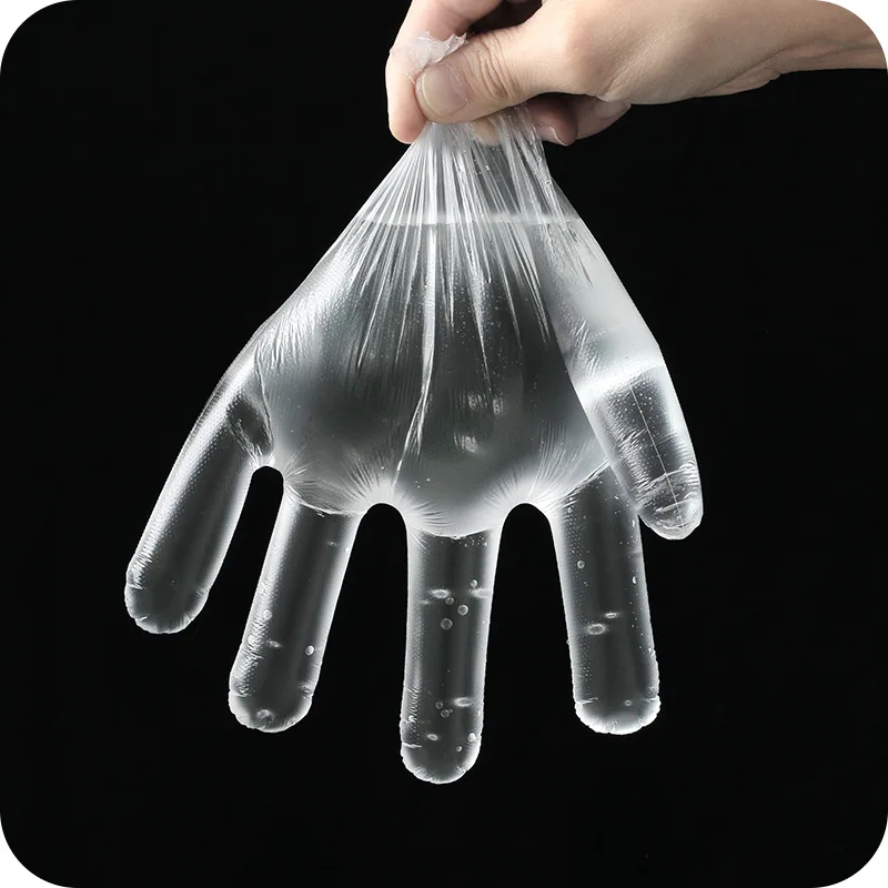 100pcs Eco-friendly Disposable Gloves Clear Plastic Food Handling Gloves Home Kitchen Cooking Cleaning Supplies