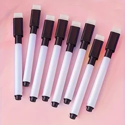 Erasable Whiteboard Markers with Built - In Eraser - Non - Toxic, Medium Tip, Pack of 10 (Black)