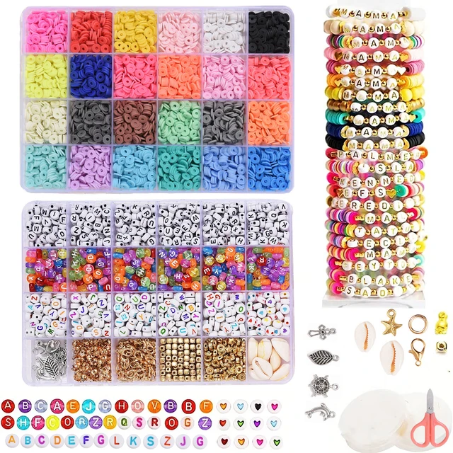 Boho Clay Beads Bracelet Kit Friendship Bracelet Making Kit for Women  Golden Beads Pink White Clay Beads for DIYJewelry Making - AliExpress