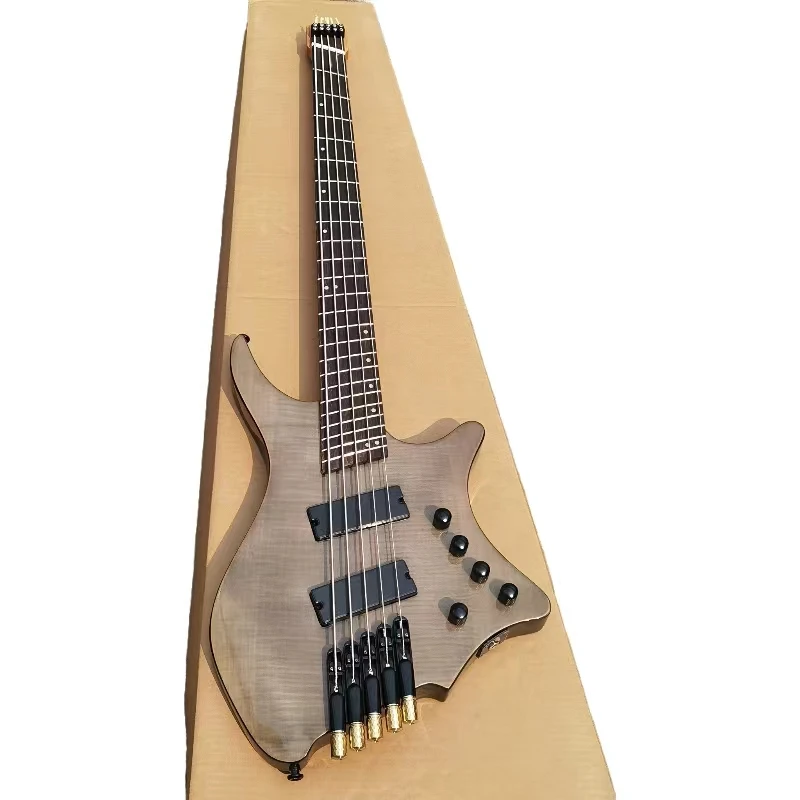 

5-string bass multi-scale neck headless electric bass guitar in dark grey