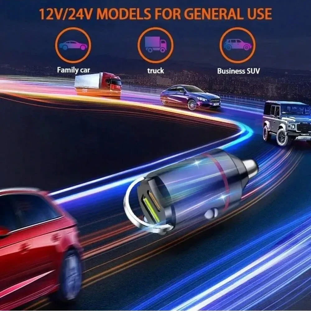 Car Charger Car Pull Ring Mini Hidden PD+usb Port Multi-function Car Charger