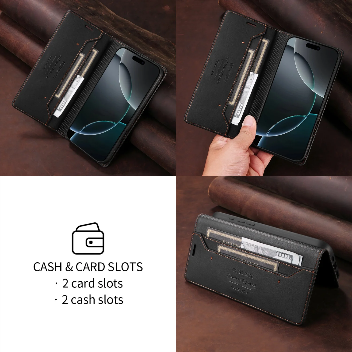 Premium Magnetic Wallet Flip Cover with RFID Protection