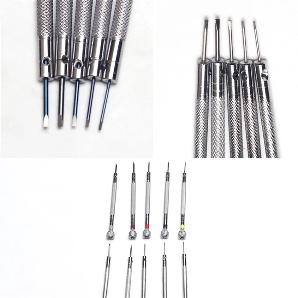 시계 수리를위한 5 개/대 0.8-1.6mm 강철 스크루 드라이버 미니 링크 핀으로 휴대용 시계 도구 밴드 제거 시계 제조 도구