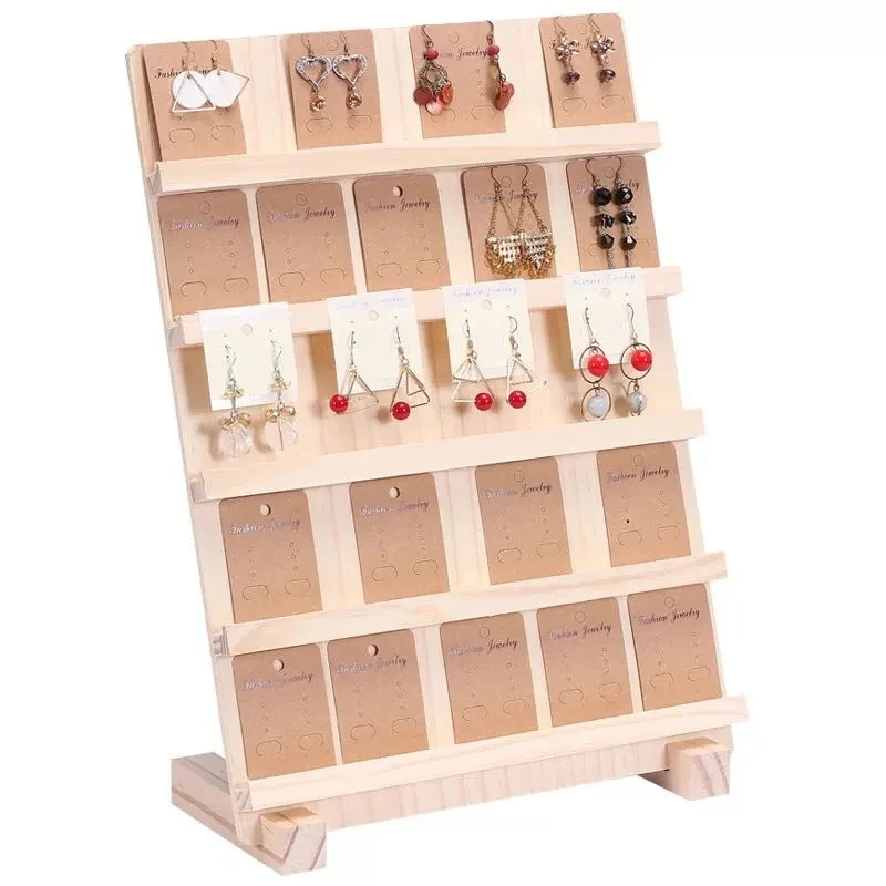 Nature Wooden Jewelry Display Stand Earring Bracelet Organizer Storage Holders Wood Base Rack Stall Event Jewelry Store Decor kawaii desk accessories high grade walnut wood reading rack wooden book stand book accessories book holder stand porta livro