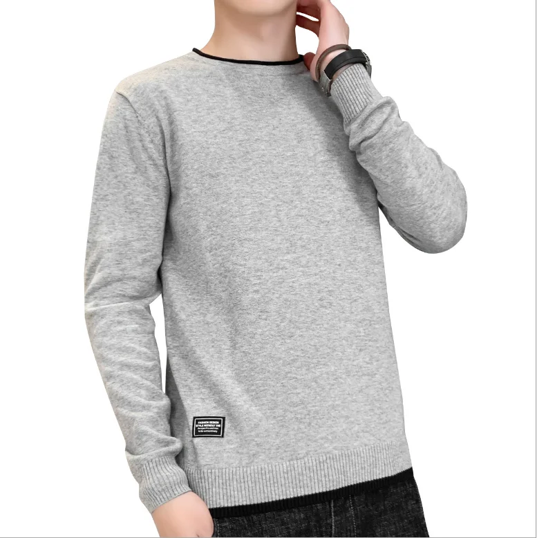 

Мужской трикотажный свитер, однотонный Повседневный пуловер с круглым вырезом, Осень-зима 2023