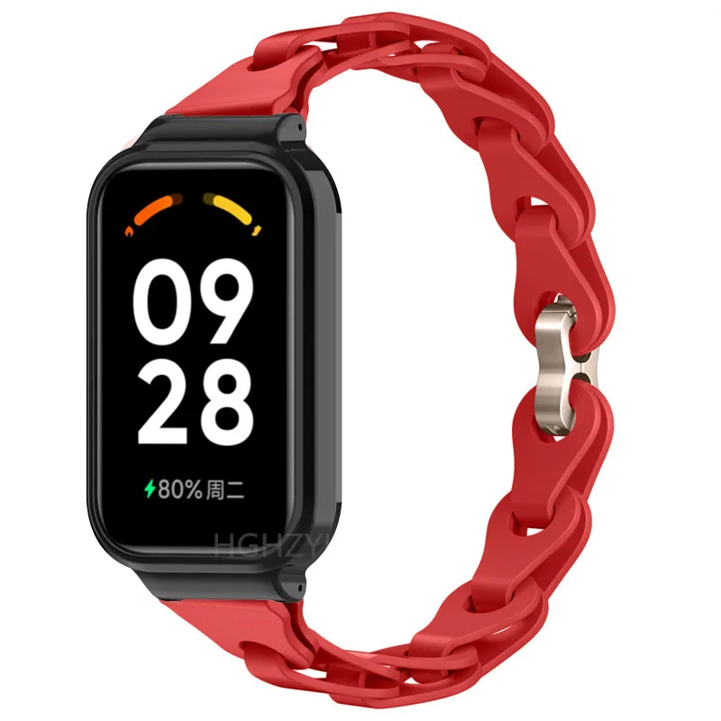 Colorful Chain Silicone Band for Xiaomi Mi Band 8 Active - Stylish Girls' and Women's Strap