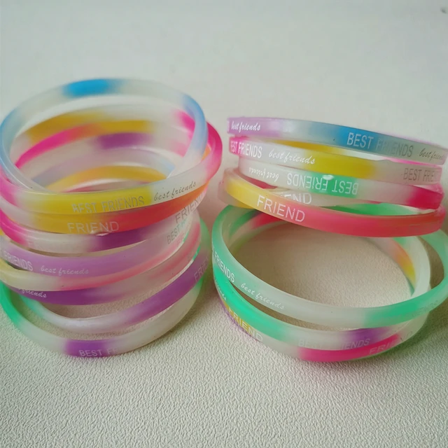 15PCS Children Lovely Silicone Wristbands Rubber Bracelets Toys Party Gifts  For Kids Boys Girls Rainbow Multi Inspaire Band