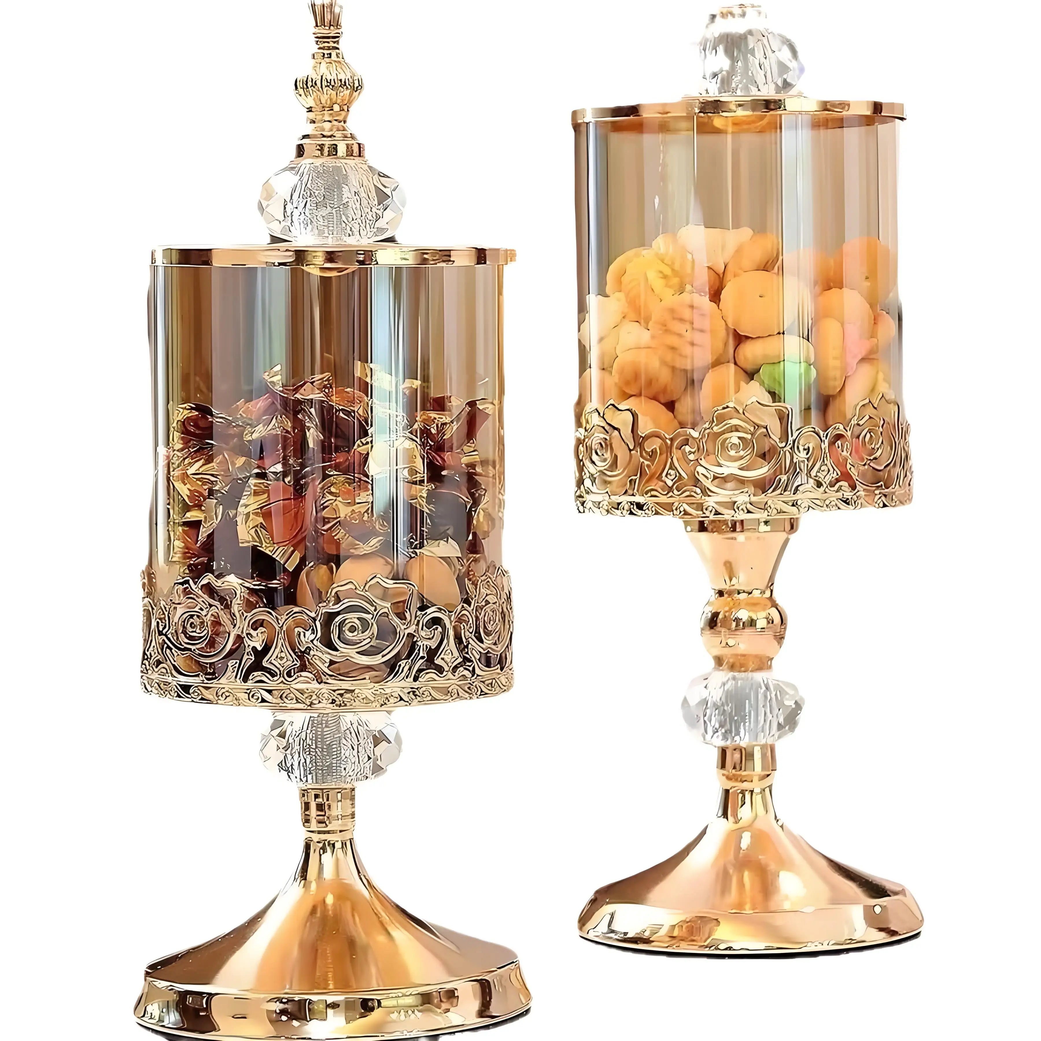 Luxury Crystal Glass Storage Jar with Lid for Home Decor European American Style Coffee Table Lace Candy Jar for Living Room 4