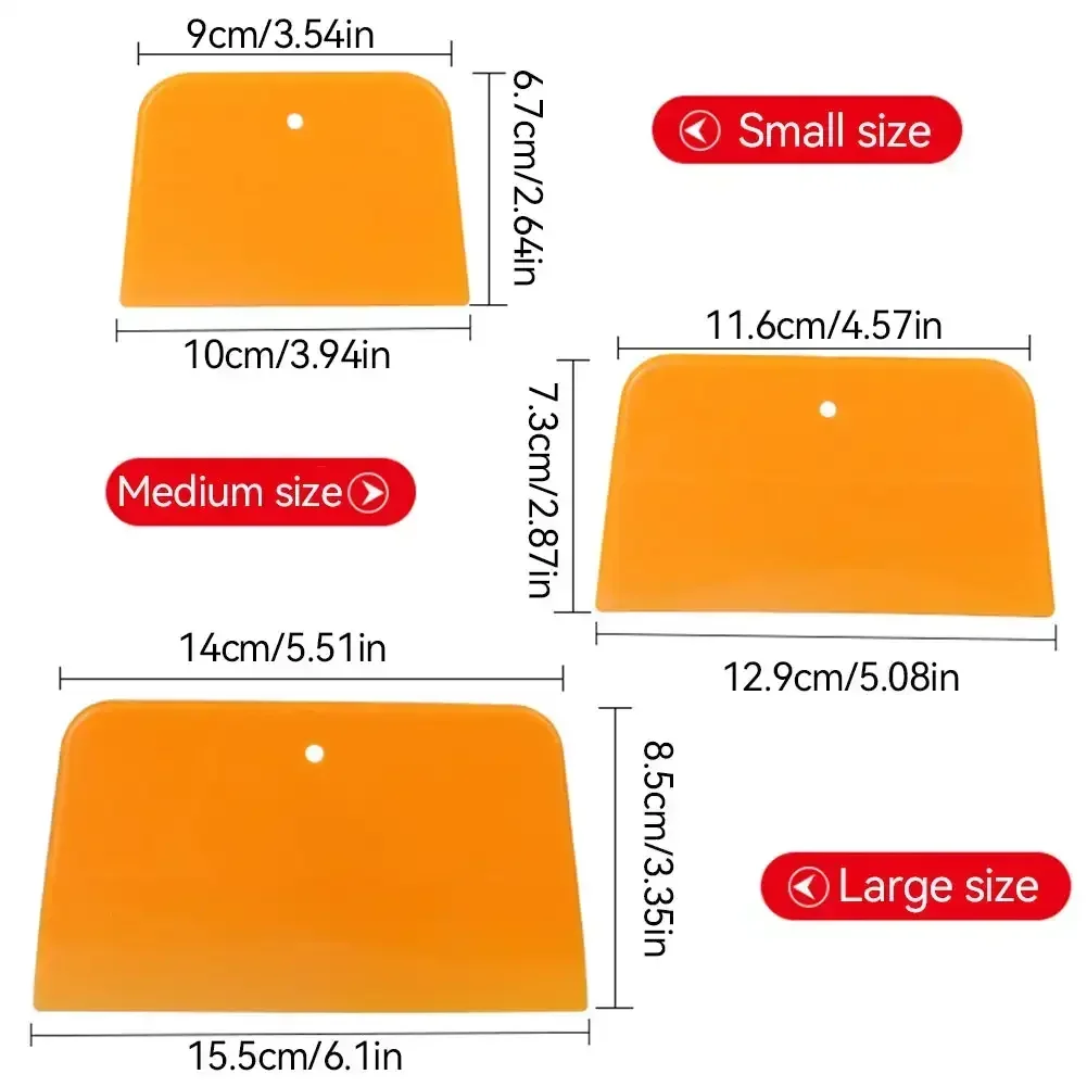 3Pcs Reusable Plastic Car Spreader 4, 5, 6Inch Scraper For Applying Body Filler DIY Craft Glazes Putties Caulk Paint Card