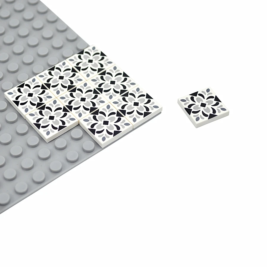 타일 ??벽돌 부드러운 2x2 50Pcs 인쇄 조립 빌딩 블록 장식 바닥 세라믹 타일 MOC 도시 집 건설 완구