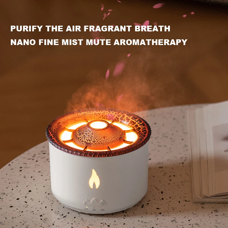 Humidifier Aromatherapy Flame Volcano Light Timer for Bedroom Home Yoga Office Flame Ultrasonic Essential Oil Diffuse 5