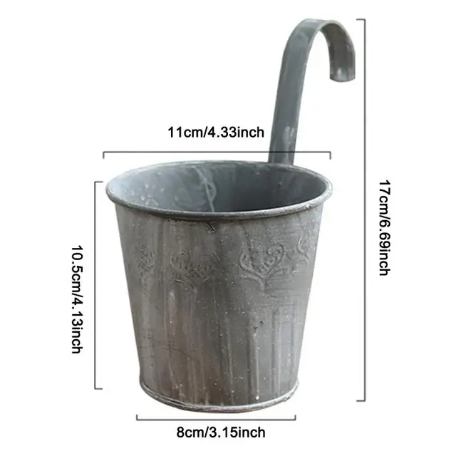 Vintage Virágvödör Függő Virág Edény Horgos Fém Mini Erkélyhordó Otthoni Kerti Dekorációs Növényekhez 17X8Cm - Image 6