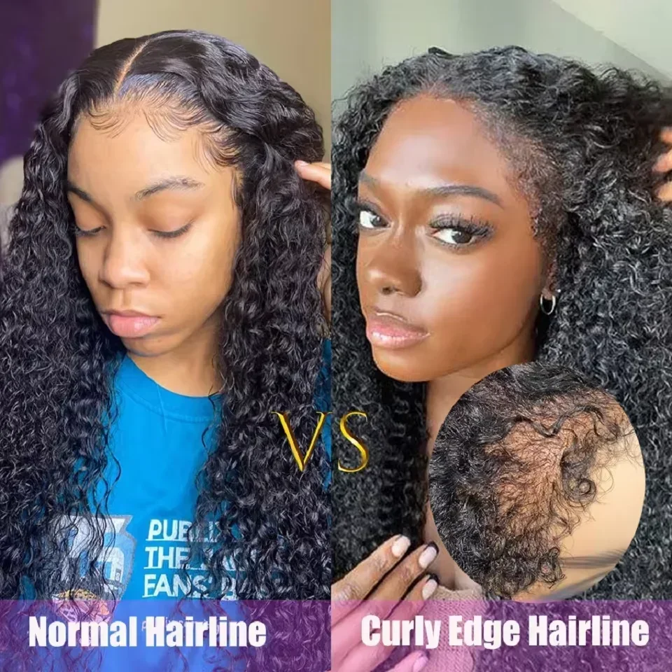 Human Hair Wig Kinky Curly 4C Edges Curly Baby Hair 13x6 13x4 HD Lace Frontal Wig Afro