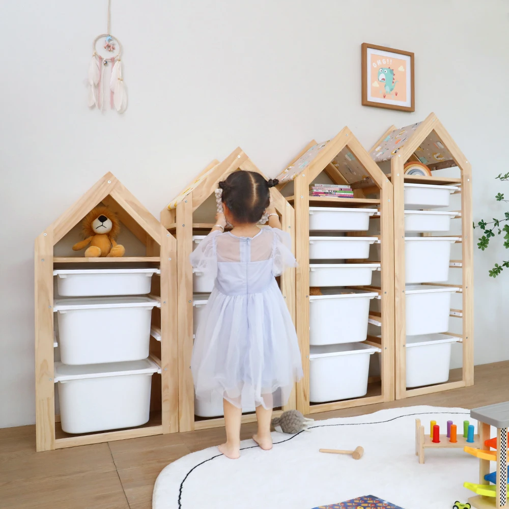 Children's Toys And Books Storage Cabinet Four-storey House Cabinet Wooden Drawer Children's Furniture