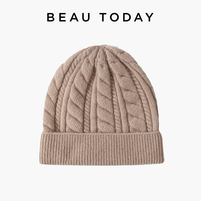 

BEAUTODAY Winter Woolen Hats Women Genuine Sheep Wool Apricot Solid Color Ladies Accessories Handmade H8