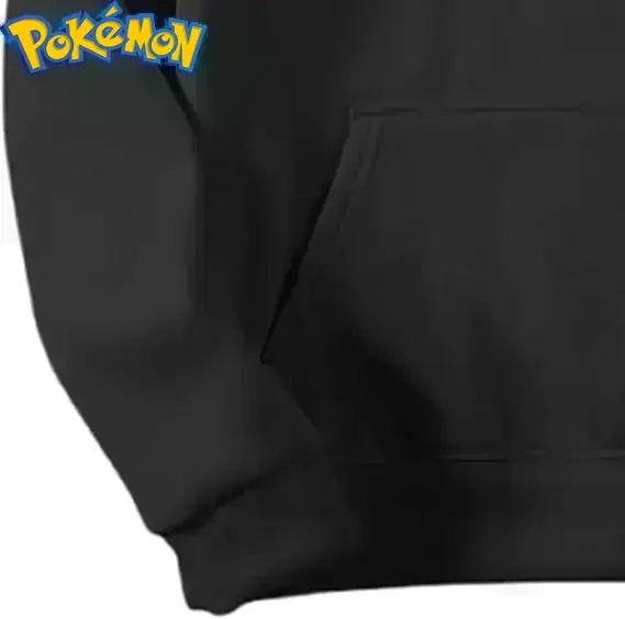 Pokemon Anime Vaporeon Cotton Hoodie Harajuku Pants Set Black Character Print with Blue Yellow Water Splash Effect Pattern