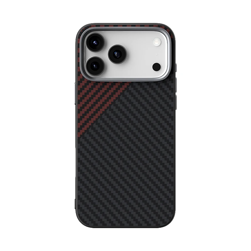 Carbon Fiber Abstract Geometric MagSafe Case with Camera Alloy Armor Protection