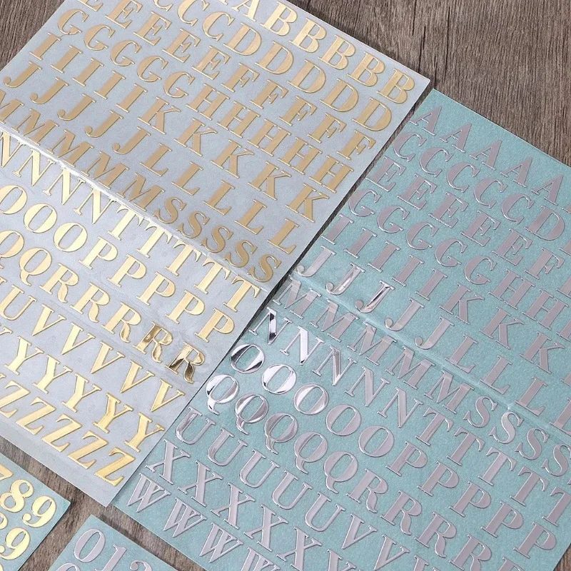 Alphabet Decor Stickers Metal Letter Gold Silver Resin Filler Silicone Mold Handicraft