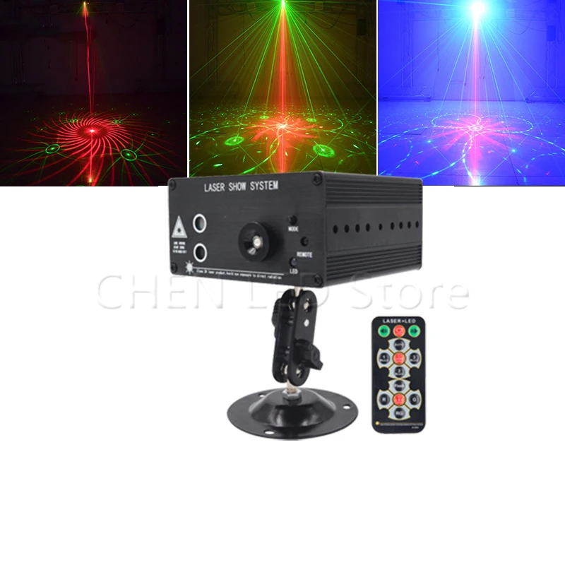 Rosso Verde Laser Light Music Projector Dj Disco Ball Luci Stroboscopiche 48 Pattern Cambia Colore Per Laser Disco Music Center Equipment